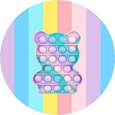 Lofaris Bear Pop It Toy Rainbow Round Backdrops for Party